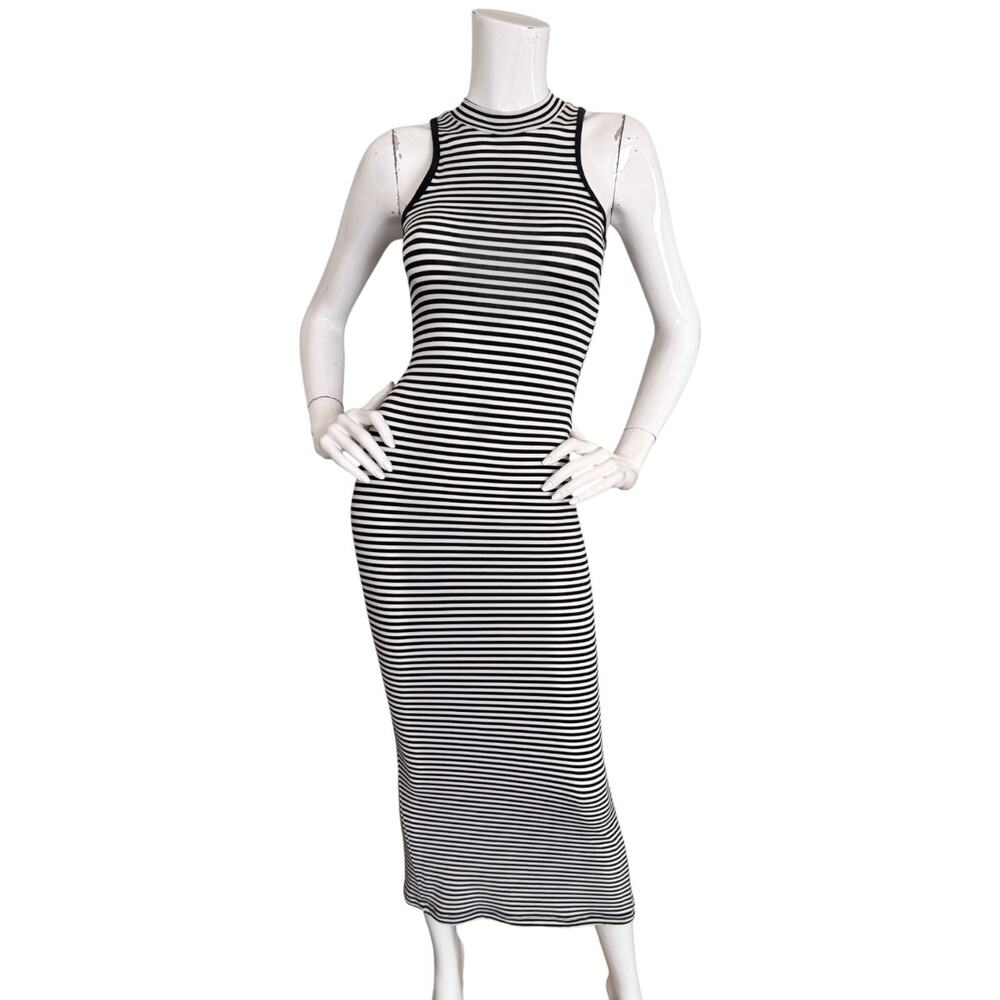 Betsey Johnson Vintage 90's Striped Stretch Jersey Maxi Sleeveless Size P Small